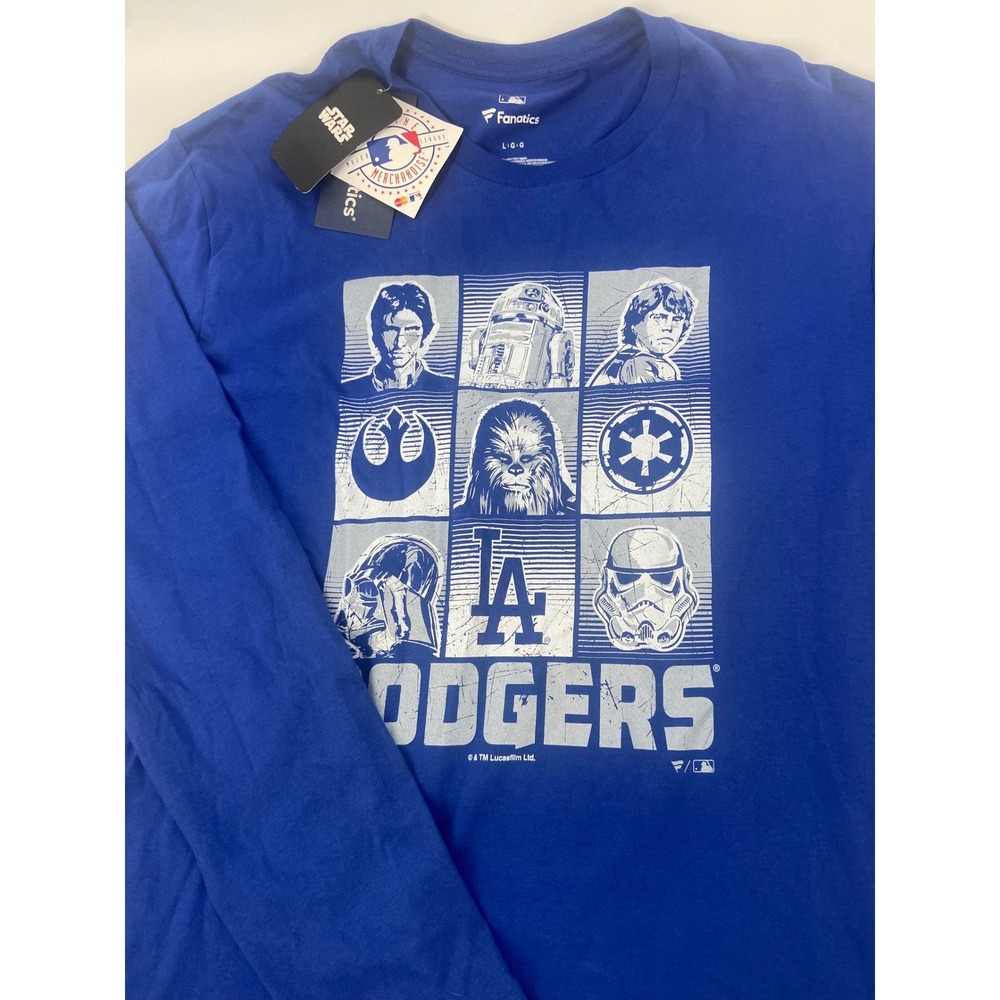 New RARE Star Wars Dodgers Long Sleeve Fanatics MLB Baseball T-Shirt  Size L